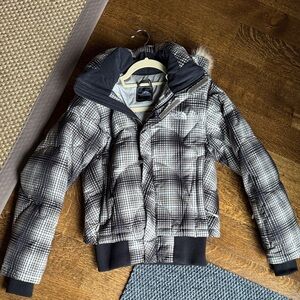 Women's Black and Gray Checkered Jacket